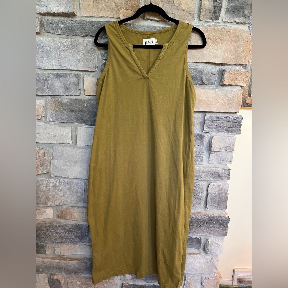 Pact Khaki Green Maxi Jersey Dress
